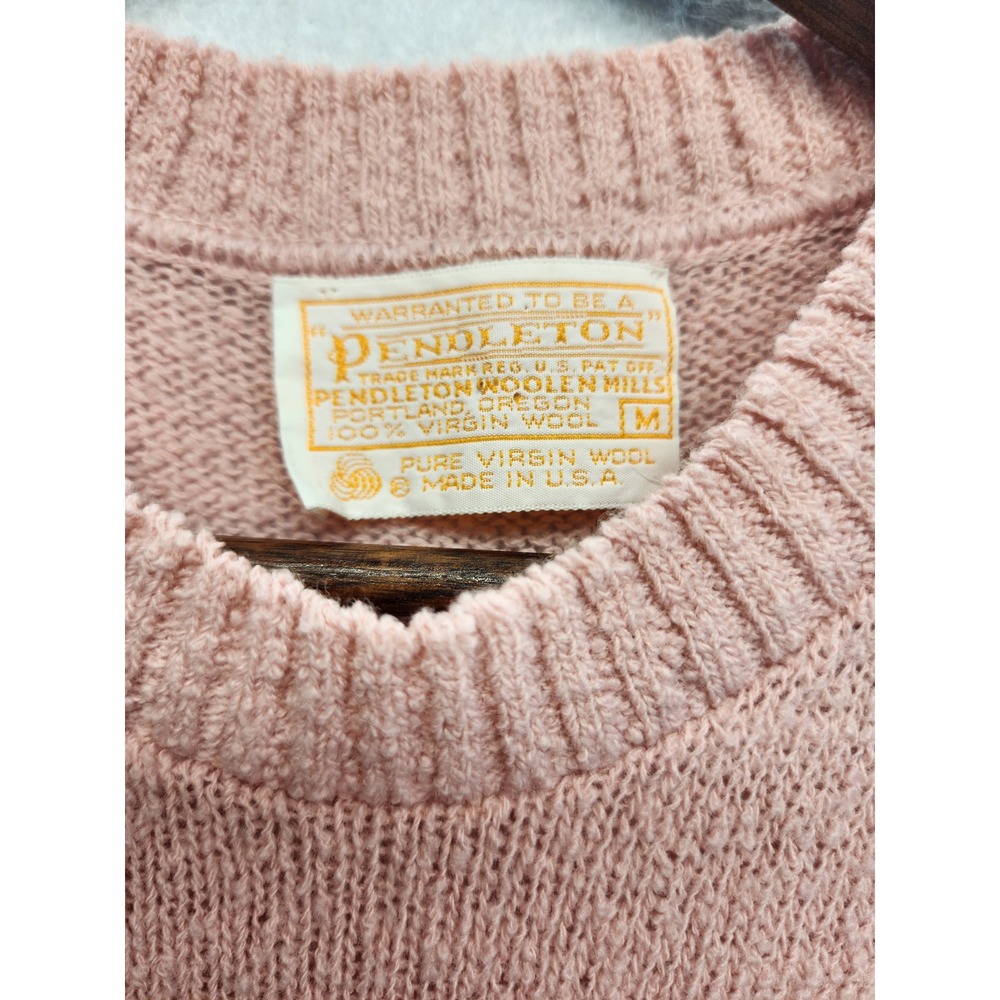 Pendleton‎ Pink Virgin Wool Knit Sweater Vest Gold Button Shoulder Medium - Picture 2 of 9
